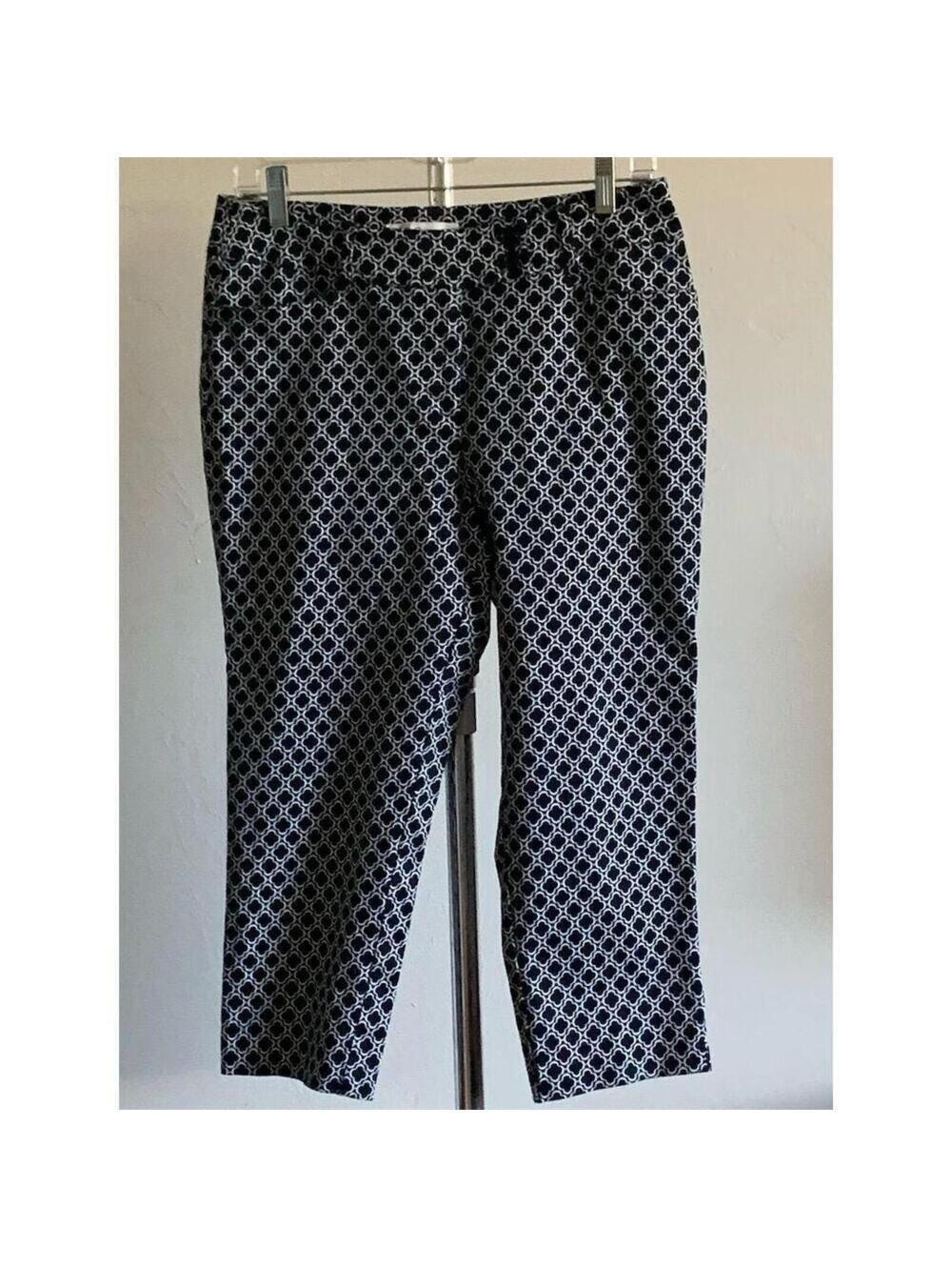Cleo Black and White Patterned Cropped Pants Size 8